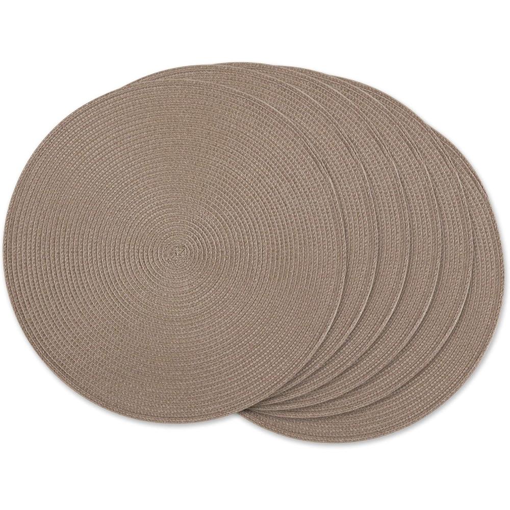 imageDII Classic Woven Tabletop Collection IndoorOutdoor Placemat Set Oval 12x18 Tango Red 6 PieceBrown