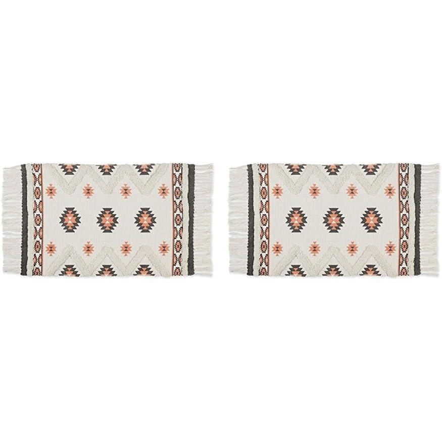 imageDII Textured Woven Rug Collection HandLoomed Shag Printed 2x3 Ft Chenille Stripe French BlueSouthwestern GrayBlush