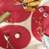 imageDII Classic Woven Tabletop Collection IndoorOutdoor Placemat Set Oval 12x18 Tango Red 6 PieceTango Red