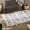 imageDII Textured Woven Rug Collection HandLoomed Shag Printed 2x3 Ft Chenille Stripe French BlueChenille Stripe French Blue