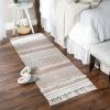 imageDII Textured Woven Rug Collection HandLoomed Shag Printed 2x3 Ft Chenille Stripe French BlueGeometric Stripe CinnamonOffwhite