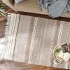 imageDII Textured Woven Rug Collection HandLoomed Shag Printed 2x3 Ft Chenille Stripe French BlueGeometric Stripe CinnamonOffwhite