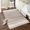imageDII Textured Woven Rug Collection HandLoomed Shag Printed 2x3 Ft Chenille Stripe French BlueGeometric Stripe CinnamonOffwhite