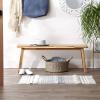imageDII Textured Woven Rug Collection HandLoomed Shag Printed 2x3 Ft Chenille Stripe French BlueGeometric Stripe French BlueOffwhite