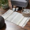 imageDII Textured Woven Rug Collection HandLoomed Shag Printed 2x3 Ft Chenille Stripe French BlueGeometric Stripe GrayOffwhite