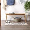 imageDII Textured Woven Rug Collection HandLoomed Shag Printed 2x3 Ft Chenille Stripe French BlueMedallion BlackNatural