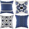 imageDII Throw Pillow Cover Collection Decorative Square 18x18 Clay Aztec Prints 4 PieceFrench Blue Aztec Prints
