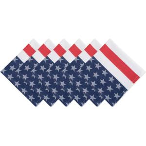 imageDII 4th of July Stars ampamp Stripes Tabletop Collection Napkin Set 20x20 Red White ampamp Blue 6 Piece20 x 20 Set of 6