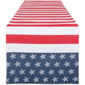 imageDII 4th of July Stars ampamp Stripes Tabletop Collection Napkin Set 20x20 Red White ampamp Blue 6 PieceTable Runner  14x72