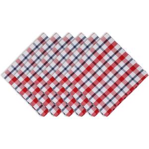 imageDII American Plaid Table Top Collection for Everyday Use Summer CookOuts Barbeques Picnics IndoorOutdoor Entertaining 100 Cotton Machine Washable Tablecloth 52x5220 x 20 Set of 6