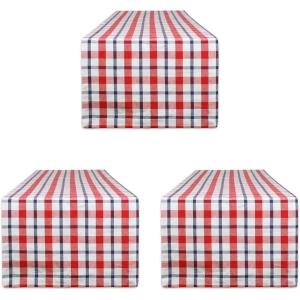 imageDII American Plaid Table Top Collection for Everyday Use Summer CookOuts Barbeques Picnics IndoorOutdoor Entertaining 100 Cotton Machine Washable Tablecloth 52x52Table Runner  14x108 Pack of 3