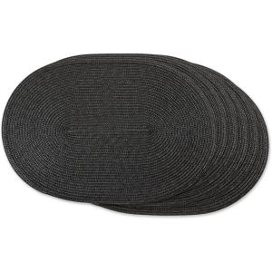 imageDII Classic Woven Tabletop Collection IndoorOutdoor Placemat Set Oval 12x18 Tango Red 6 PieceBlack