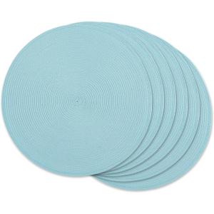 imageDII Classic Woven Tabletop Collection IndoorOutdoor Placemat Set Oval 12x18 Tango Red 6 PieceRobbins Egg Blue