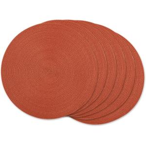imageDII Classic Woven Tabletop Collection IndoorOutdoor Placemat Set Oval 12x18 Tango Red 6 PieceSpice