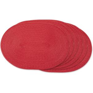 imageDII Classic Woven Tabletop Collection IndoorOutdoor Placemat Set Oval 12x18 Tango Red 6 PieceTango Red