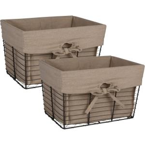 imageDII Farmhouse Chicken Wire Storage Baskets with Liner Medium Vintage Taupe 11x788x7quot 2 Piece