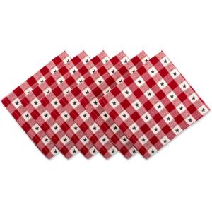 imageDII Patriotic 4th of July Stars and Check Summer Tabletop Collection Napkin Set 20x20 Red White and Blue20 x 20 Set of 6