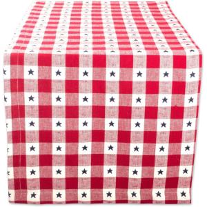 imageDII Patriotic 4th of July Stars and Check Summer Tabletop Collection Napkin Set 20x20 Red White and BlueTable Runner  14x108