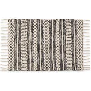 imageDII Textured Woven Rug Collection HandLoomed Shag Printed 2x3 Ft Chenille Stripe French BlueChenille Stripe Black