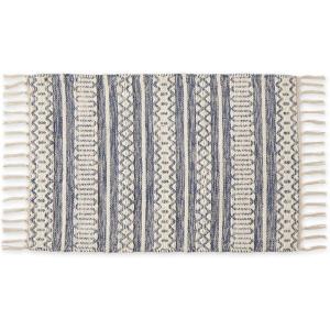 imageDII Textured Woven Rug Collection HandLoomed Shag Printed 2x3 Ft Chenille Stripe French BlueChenille Stripe French Blue