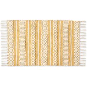imageDII Textured Woven Rug Collection HandLoomed Shag Printed 2x3 Ft Chenille Stripe French BlueChenille Stripe Honey Gold