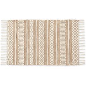 imageDII Textured Woven Rug Collection HandLoomed Shag Printed 2x3 Ft Chenille Stripe French BlueChenille Stripe Stone