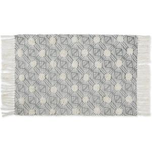 imageDII Textured Woven Rug Collection HandLoomed Shag Printed 2x3 Ft Chenille Stripe French BlueDiamond Gray