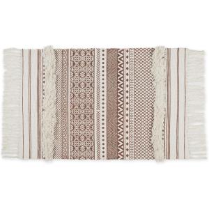 imageDII Textured Woven Rug Collection HandLoomed Shag Printed 2x3 Ft Chenille Stripe French BlueGeometric Stripe CinnamonOffwhite