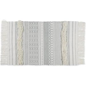 imageDII Textured Woven Rug Collection HandLoomed Shag Printed 2x3 Ft Chenille Stripe French BlueGeometric Stripe GrayOffwhite