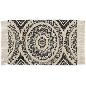 imageDII Textured Woven Rug Collection HandLoomed Shag Printed 2x3 Ft Chenille Stripe French BlueMedallion BlackNatural