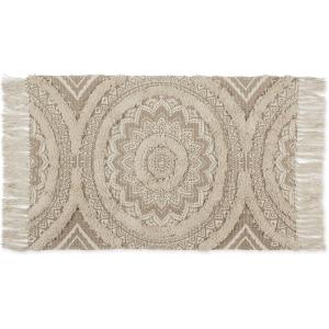 imageDII Textured Woven Rug Collection HandLoomed Shag Printed 2x3 Ft Chenille Stripe French BlueMedallion StoneNatural