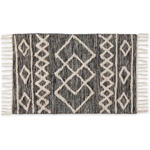 imageDII Textured Woven Rug Collection HandLoomed Shag Printed 2x3 Ft Chenille Stripe French BlueScandinavian Black