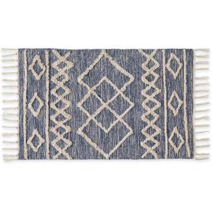 imageDII Textured Woven Rug Collection HandLoomed Shag Printed 2x3 Ft Chenille Stripe French BlueScandinavian French Blue