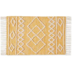 imageDII Textured Woven Rug Collection HandLoomed Shag Printed 2x3 Ft Chenille Stripe French BlueScandinavian Honey Gold
