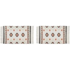 imageDII Textured Woven Rug Collection HandLoomed Shag Printed 2x3 Ft Chenille Stripe French BlueSouthwestern GrayBlush