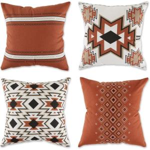 imageDII Throw Pillow Cover Collection Decorative Square 18x18 Clay Aztec Prints 4 PieceClay Aztec Prints