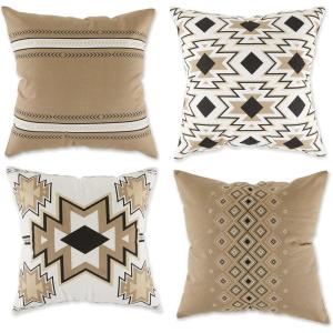 imageDII Throw Pillow Cover Collection Decorative Square 18x18 Clay Aztec Prints 4 PieceStone Aztec Prints