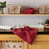 imageDII Basic Solid Dishtowel Collection Cotton Flat Woven Small Set 18x28 White 6 PieceBarn Red