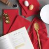 imageDII Basic Solid Dishtowel Collection Cotton Flat Woven Small Set 18x28 White 6 PieceTango Red