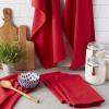 imageDII Basic Solid Dishtowel Collection Cotton Flat Woven Small Set 18x28 White 6 PieceTango Red