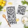imageDII Cotton Dish Towel Set Damask Print 18x28 Gray 2 CountBlack