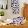 imageDII Cotton Dish Towel Set Damask Print 18x28 Gray 2 CountEggplant