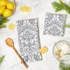 imageDII Cotton Dish Towel Set Damask Print 18x28 Gray 2 CountGray
