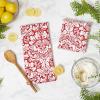 imageDII Cotton Dish Towel Set Damask Print 18x28 Gray 2 CountTango Red