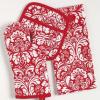 imageDII Cotton Dish Towel Set Damask Print 18x28 Gray 2 CountTango Red