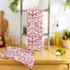 imageDII Cotton Dish Towel Set Damask Print 18x28 Gray 2 CountTango Red