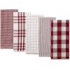 imageDII Farmhouse Basic Kitchen Collection Woven Dishtowel Set 18x28 Black 5 PieceBarn Red