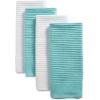 imageJampampM Home Fashions Cotton Ribbed Terry Dish Towels Ultra Absorbent Set of 4 16x26 GrayWhiteAqua