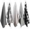 imageDII Farmhouse Basic Kitchen Collection Woven Dishtowel Set 18x28 Black 5 PieceBlack