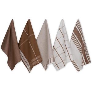 imageDII Assorted Woven Dishtowel Collection Classic Oversized 20x28 Black 5 PieceCinnamon